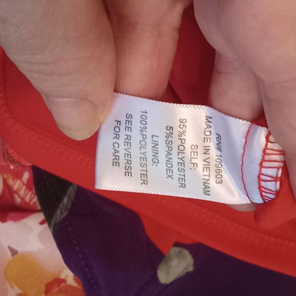 Chris McLaughlin Size 16 Dress Red Pink White Floral Maxi Faux Wraparound - Picture 11 of 15